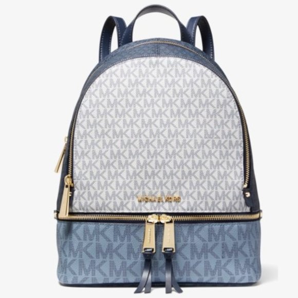 Michael kors  Signature Logo Rhea Zip Medium Color-Block  Backpack NWT - Picture 1 of 7